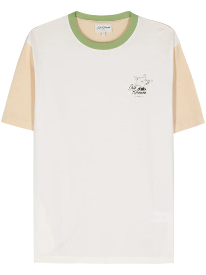 Café Kitsuné-Print Colourblock T-Shirt