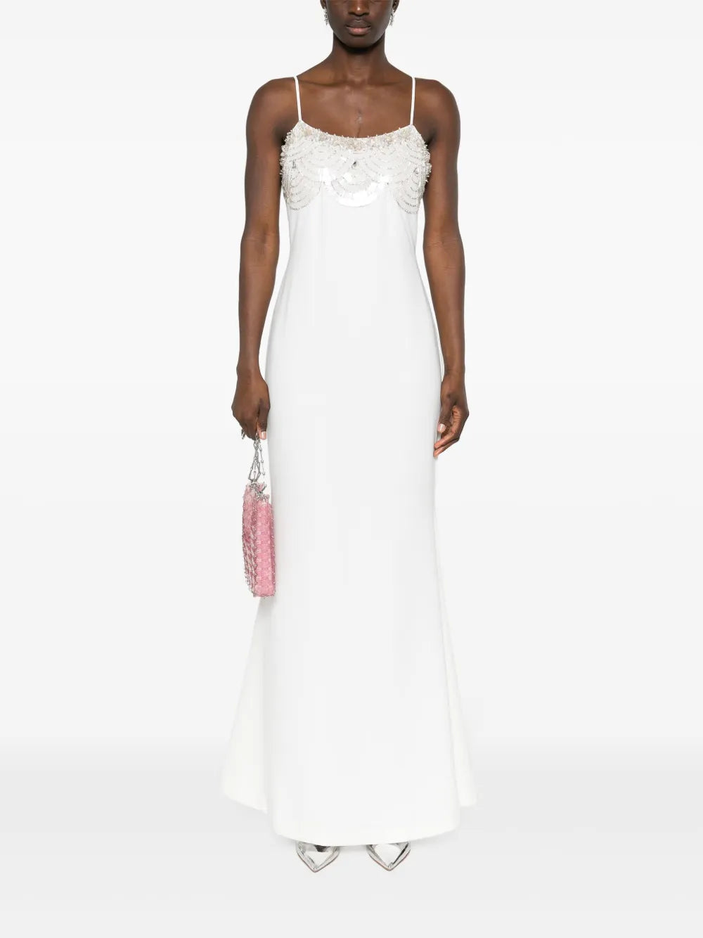Crystal-Embellishment Crepe Maxi Dress
