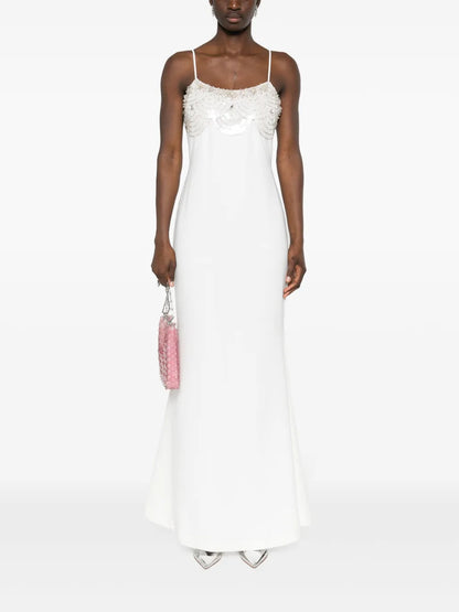Crystal-Embellishment Crepe Maxi Dress