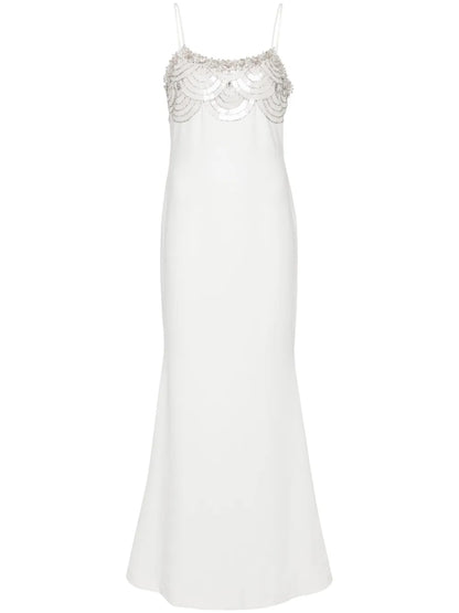 Crystal-Embellishment Crepe Maxi Dress
