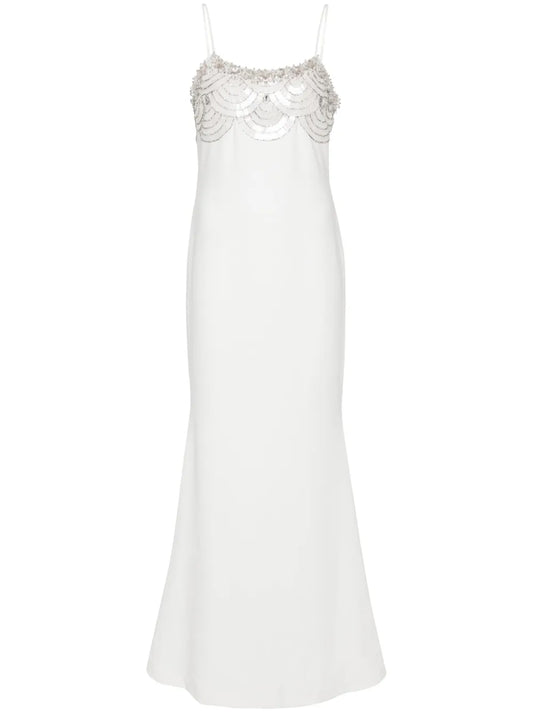 Crystal-Embellishment Crepe Maxi Dress