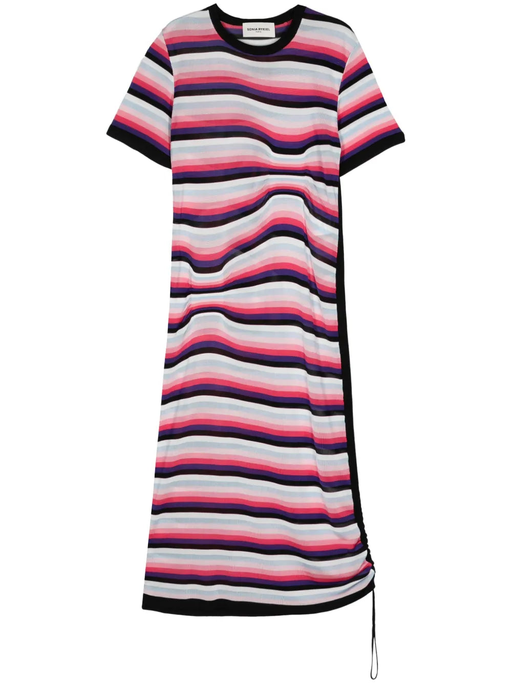 Striped Asymmetric Midi Dress