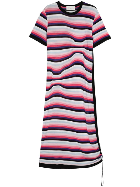 Striped Asymmetric Midi Dress