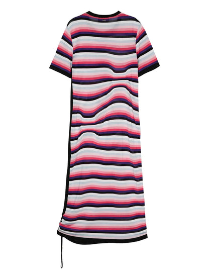 Striped Asymmetric Midi Dress