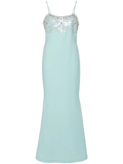 Crystal-Embellishment Crepe Maxi Dress