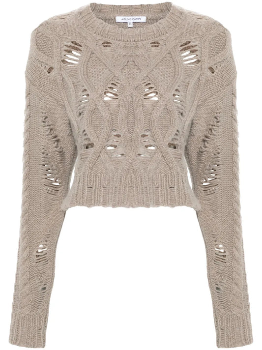 Cable-Knit Cropped Sweater