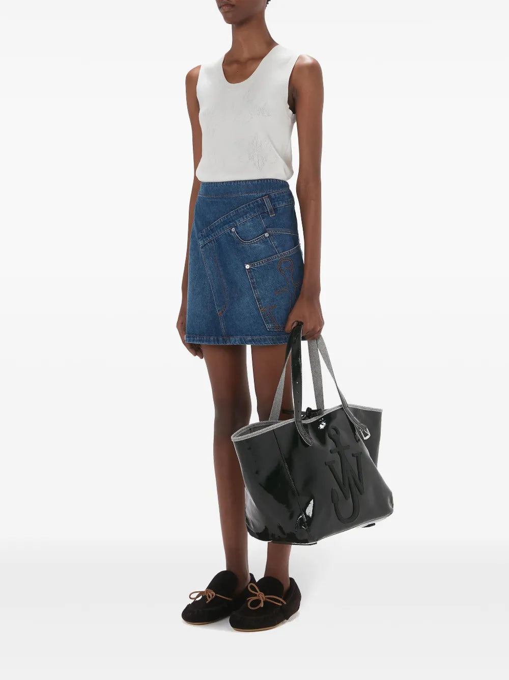 Twisted Denim Mini Skirt