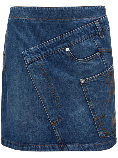 Twisted Denim Mini Skirt