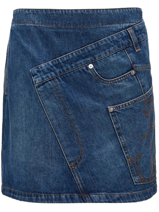 Twisted Denim Mini Skirt