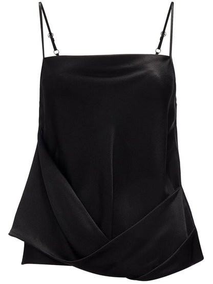 Draped Satin Tank Top