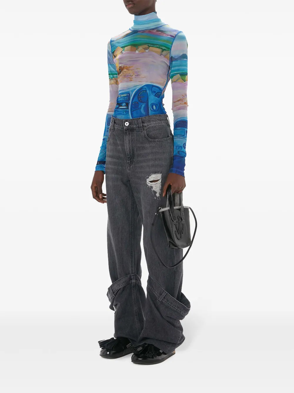 Graphic-Print Roll-Neck T-Shirt