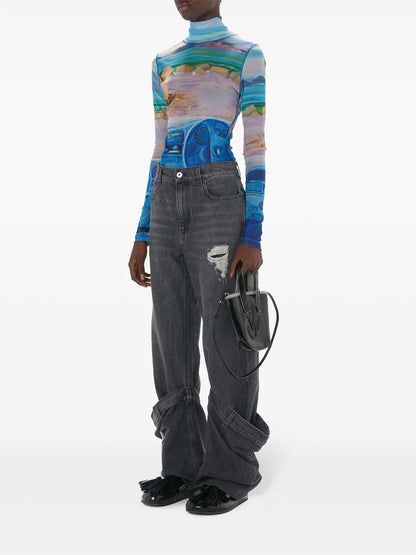 Graphic-Print Roll-Neck T-Shirt