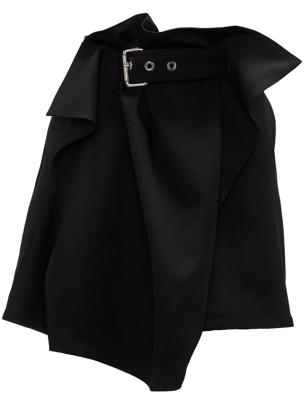 Asymmetric Draped Wool Mini Skirt