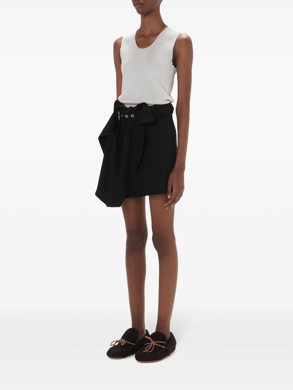 Asymmetric Draped Wool Mini Skirt