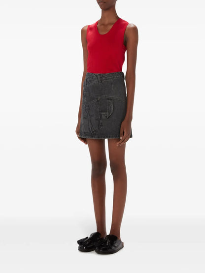 Twisted Denim Mini Skirt