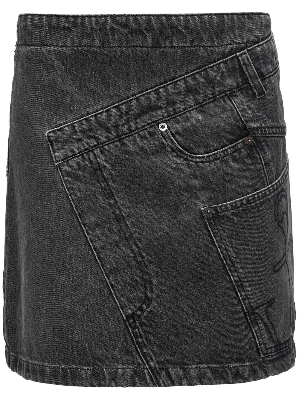 Twisted Denim Mini Skirt