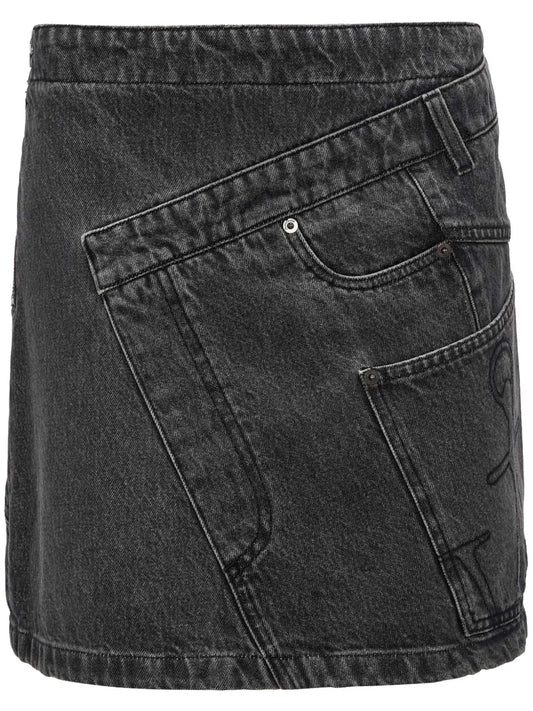 Twisted Denim Mini Skirt