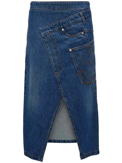 Wrap-Design Denim Skirt
