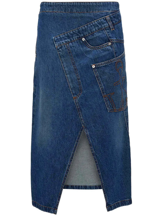 Wrap-Design Denim Skirt