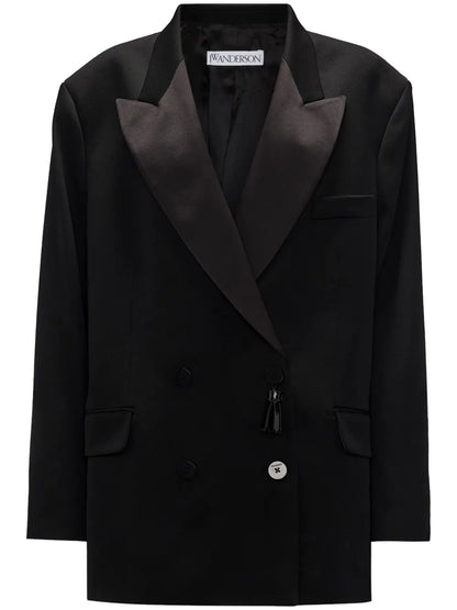 Double-Breasted Contrasting-Collar Blazer