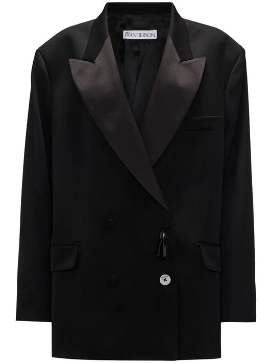 Double-Breasted Contrasting-Collar Blazer
