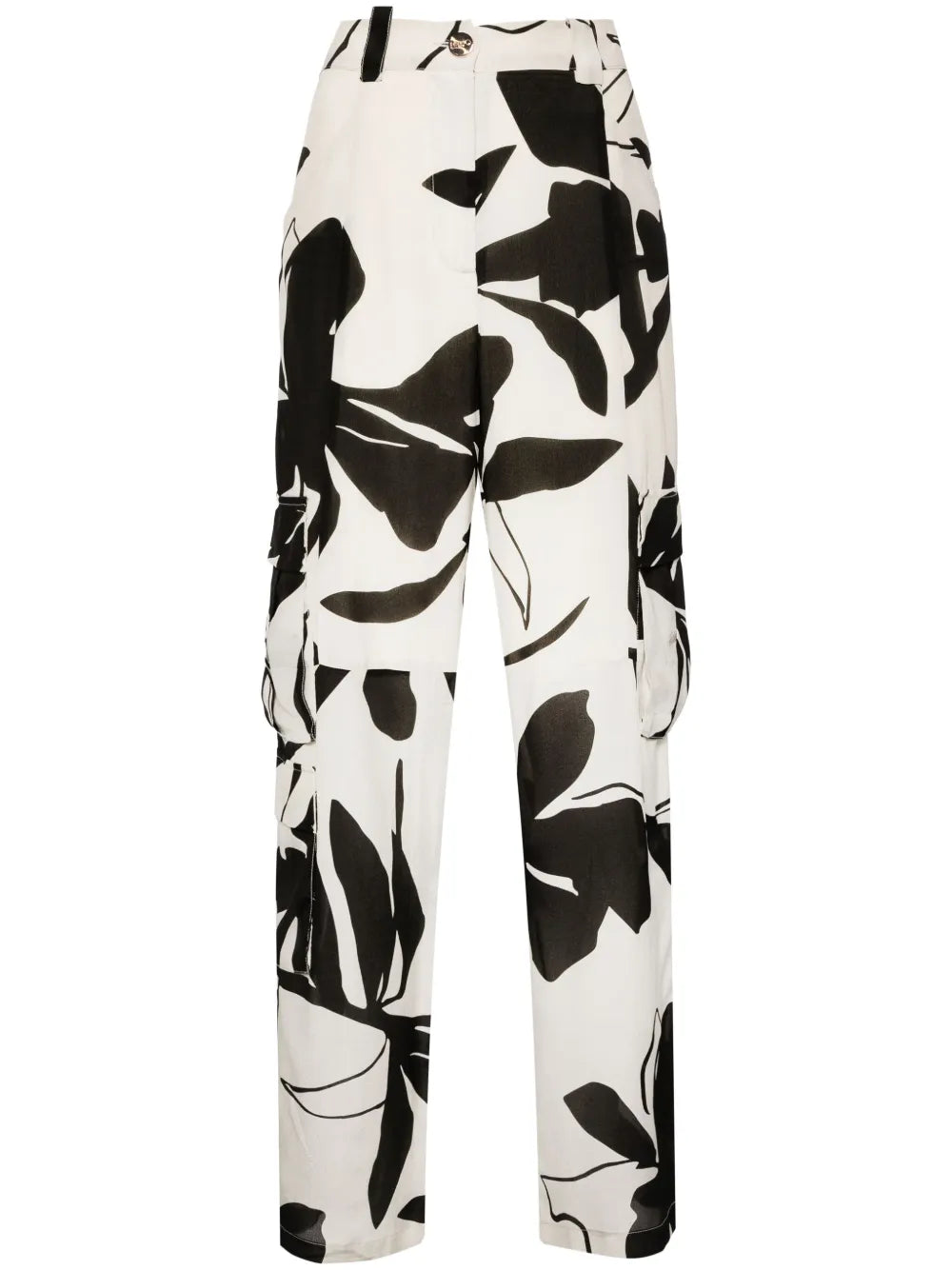 Abstract-Print Silk Cargo Trousers
