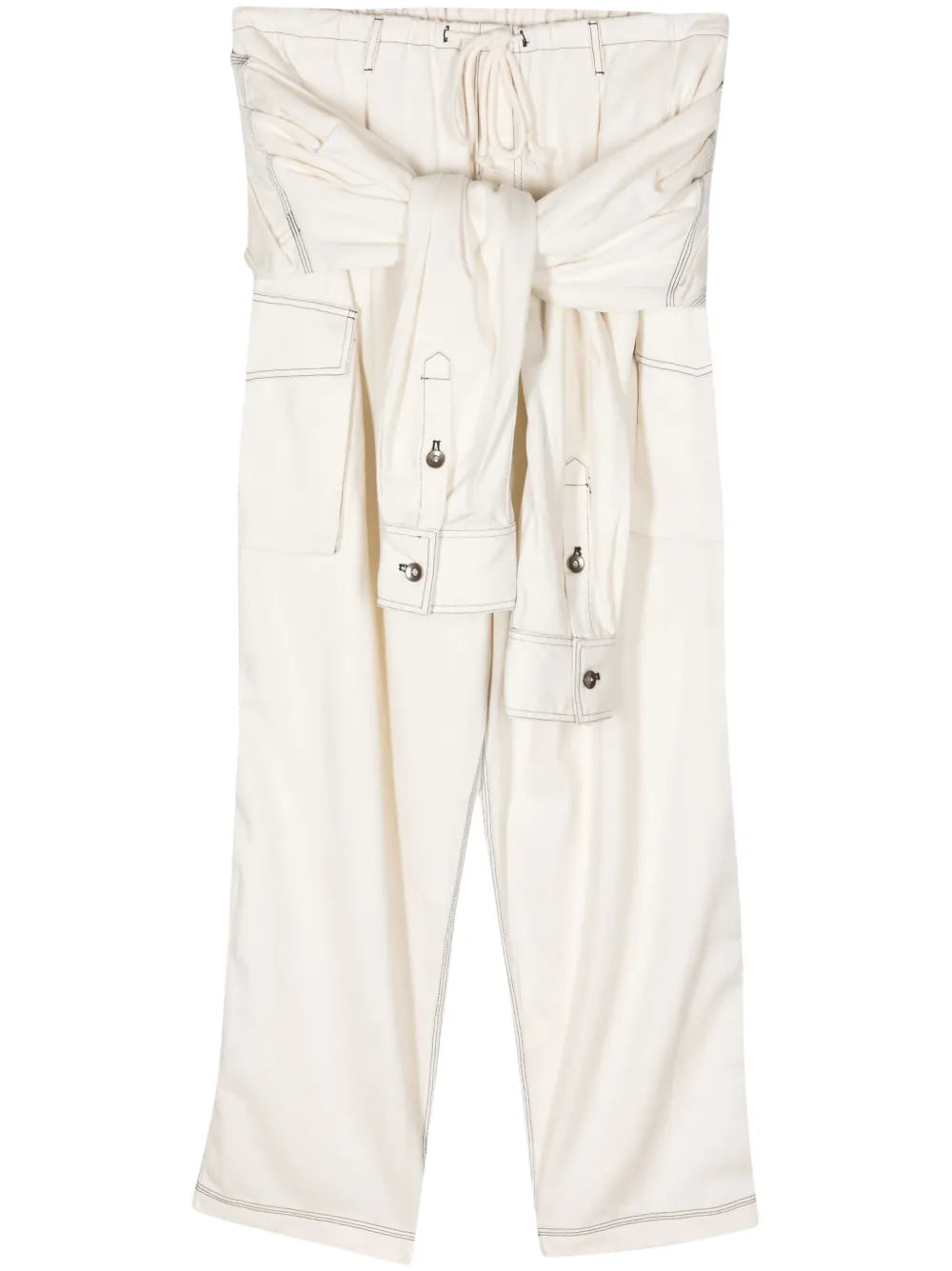 Tied-Waist Cargo Trousers