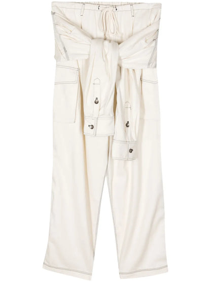 Tied-Waist Cargo Trousers