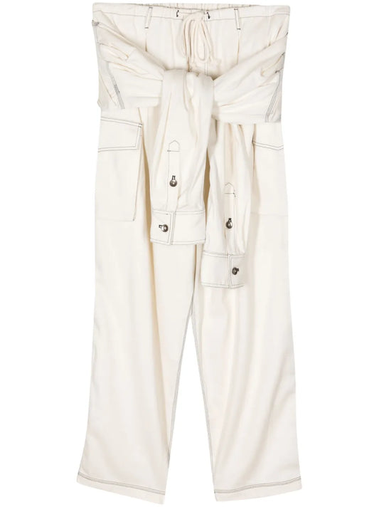 Tied-Waist Cargo Trousers