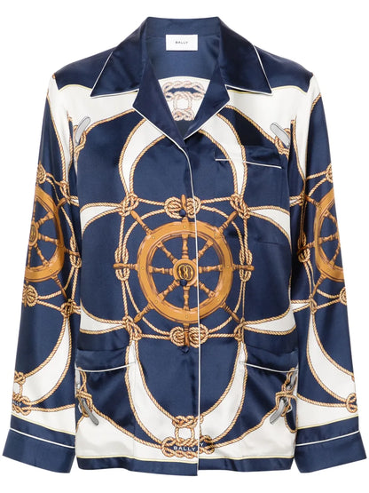 Graphic-Print Silk Shirt