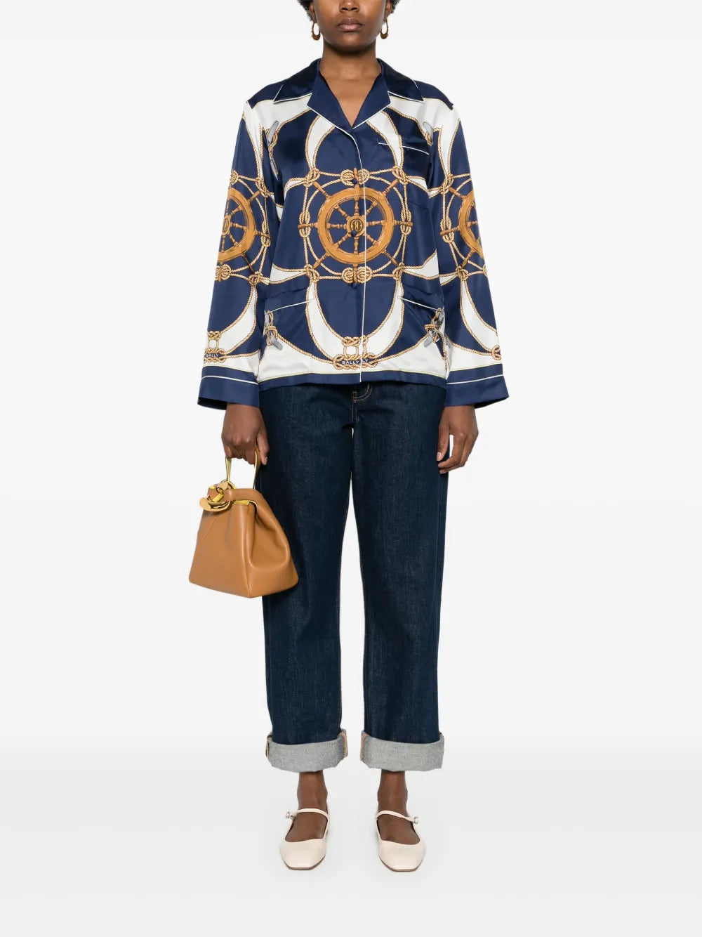 Graphic-Print Silk Shirt