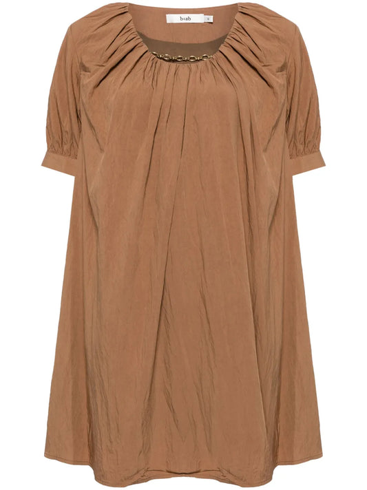 Chain Link-Detail Short-Sleeved Dress