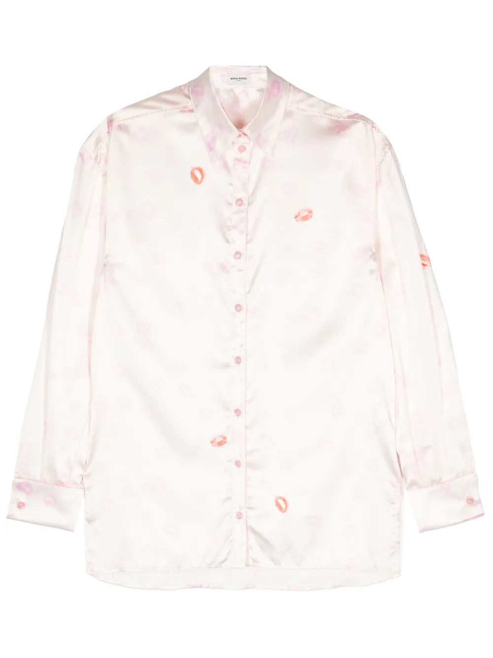 Lipstick-Print Satin Shirt