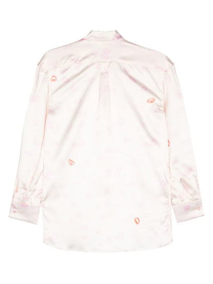Lipstick-Print Satin Shirt
