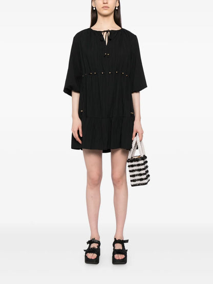 Bead-Embellished Cotton Dress