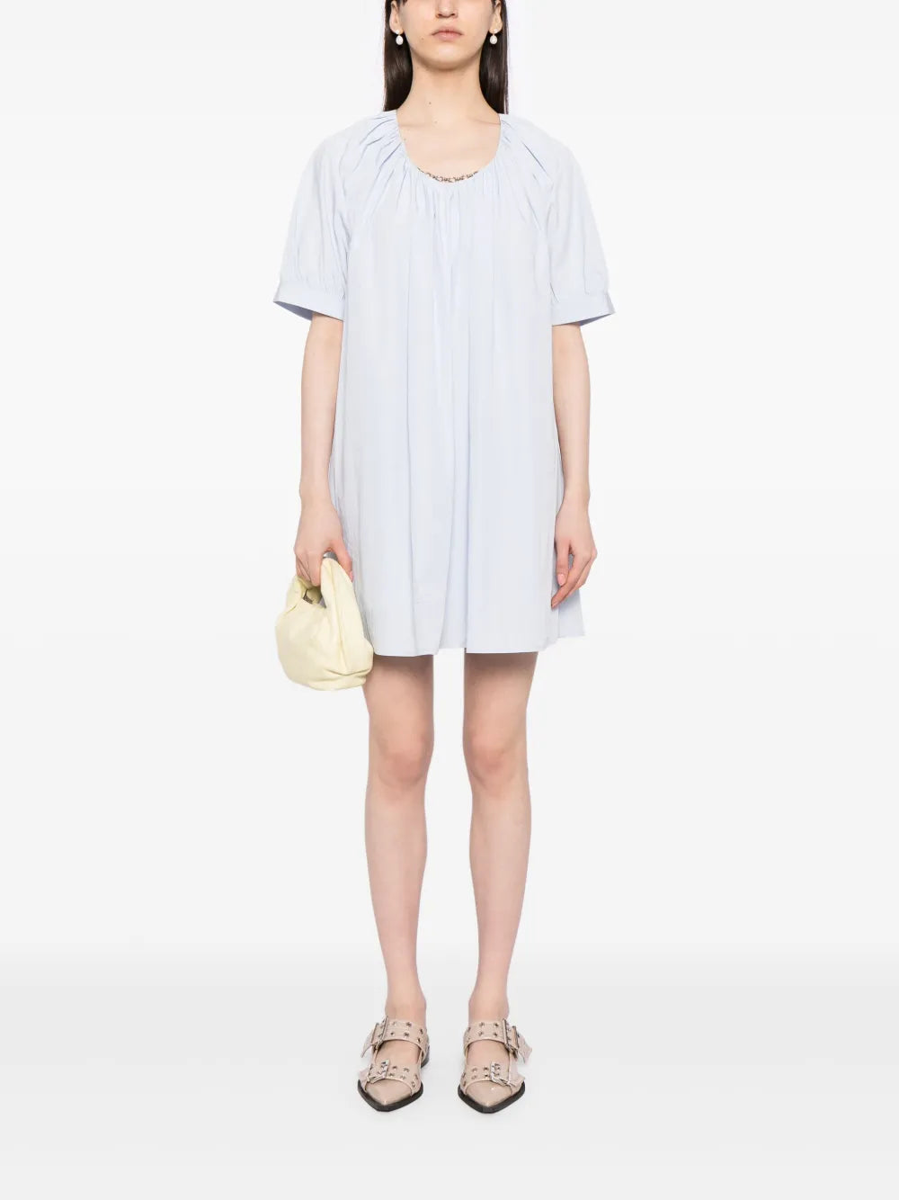 Chain Link-Detail Short-Sleeved Dress