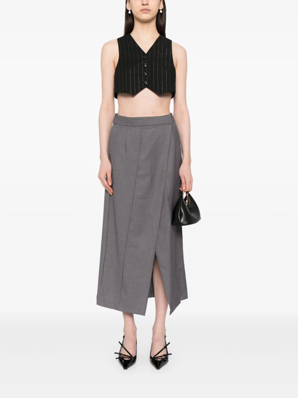 Front Slit Midi A-Line Skirt