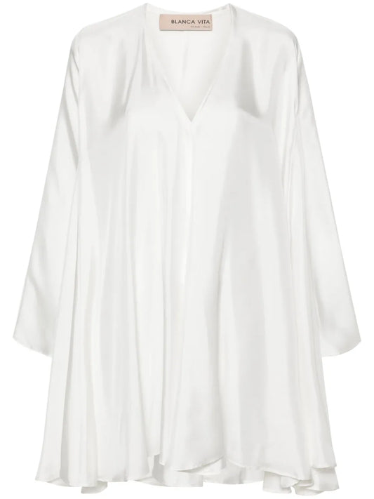 V-Neck Silk Minidress