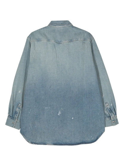 Paint-Splatter Denim Shirt
