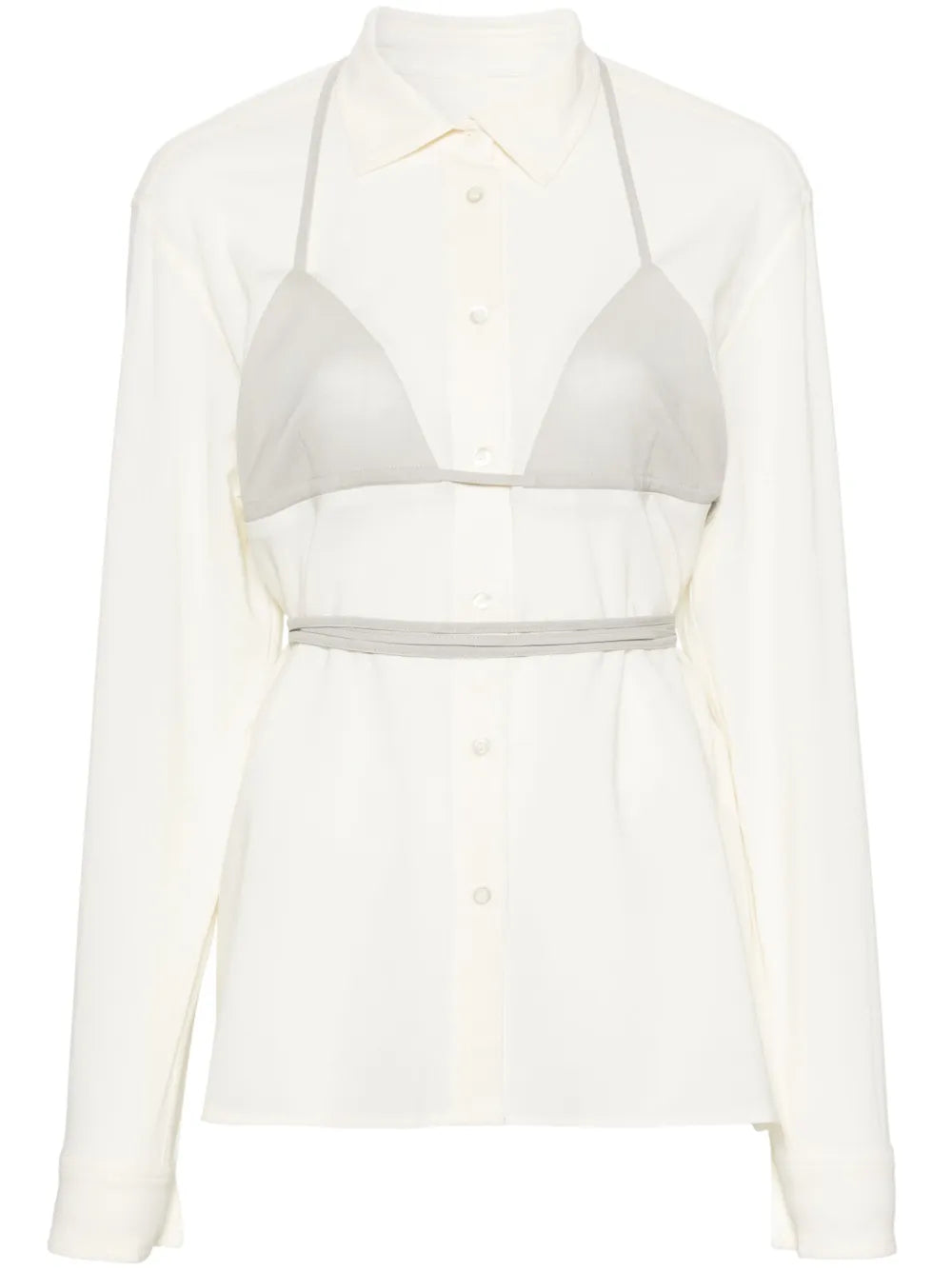 Panelled-Design Cotton Shirt