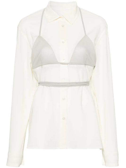 Panelled-Design Cotton Shirt