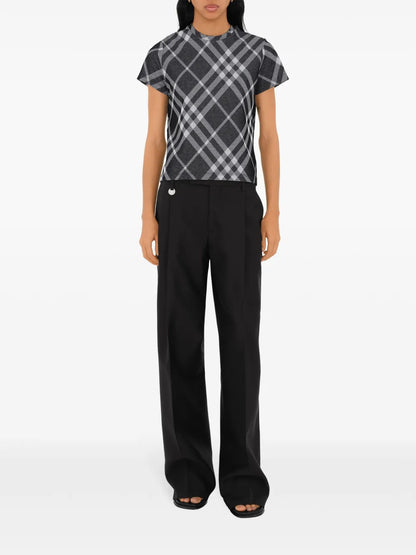 Check Stretch Cotton-Blend T-Shirt