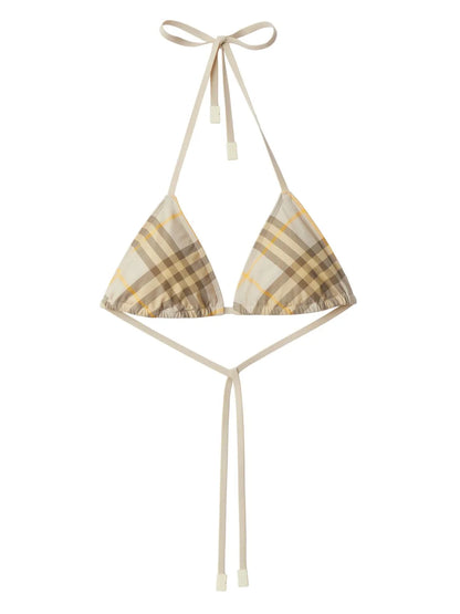 Check-Print Bikini Top