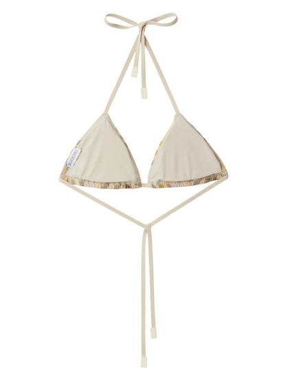 Check-Print Bikini Top