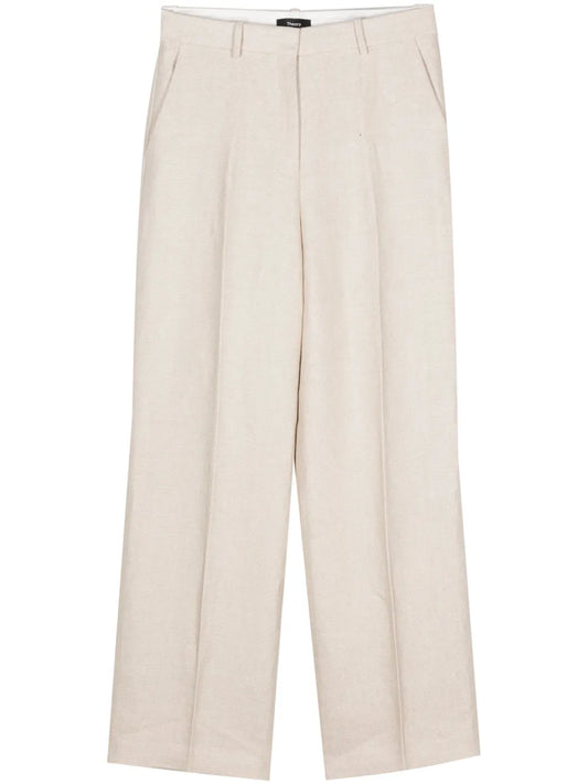 Linen Straight-Leg Trousers