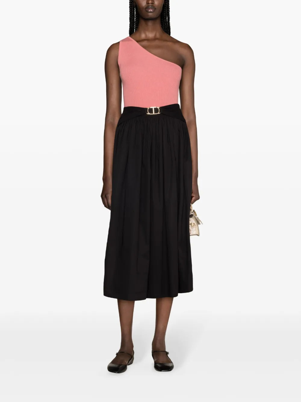 Belted Flared Midi Skirt