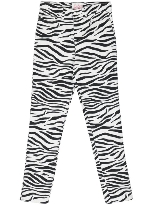Belleville Slim-Leg Zebra-Print Jeans