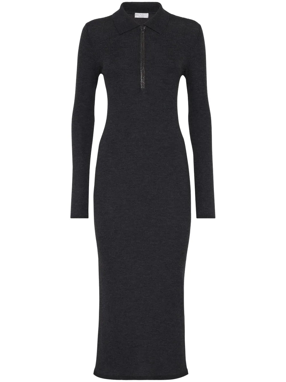 Monili-Trim Ribbed Midi Dress