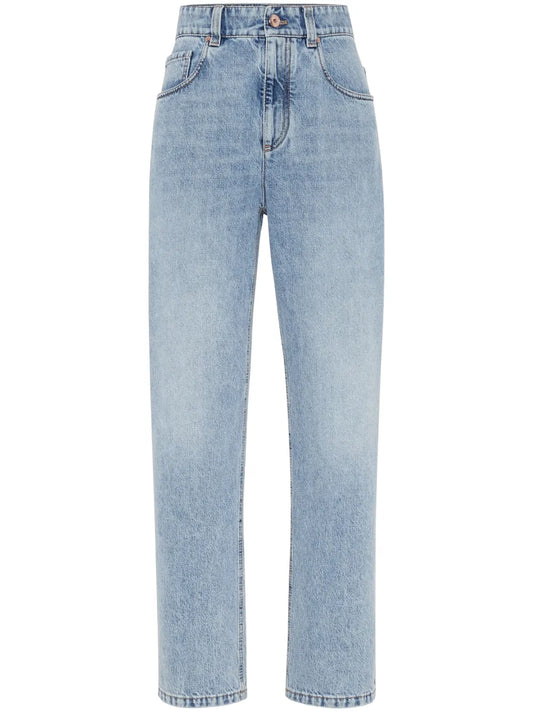 Straight-Leg Denim Jeans