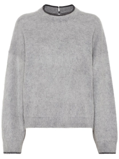 Contrasting-Trim Brushed Jumper